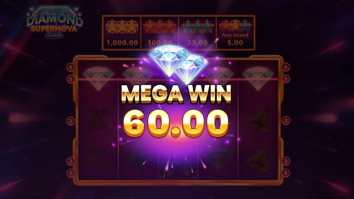 Tampilan visual slot Diamond Supernova dengan tema kosmik dan simbol berlian